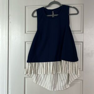 NWT Anthropologie,large Navy baby doll top.